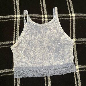 Light blue crop top with lace